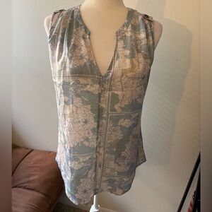 Modcloth Cartography Print Sleeveless Blouse